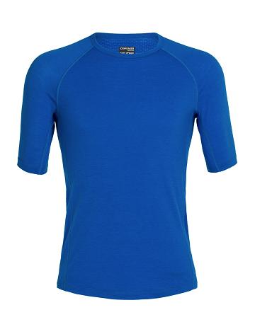 Base Layers Icebreaker BodyfitZone™ Merino 150 Zone Krótkie Sleeve Crewe Thermal Top Męskie Niebieskie | PL 1614FDNM